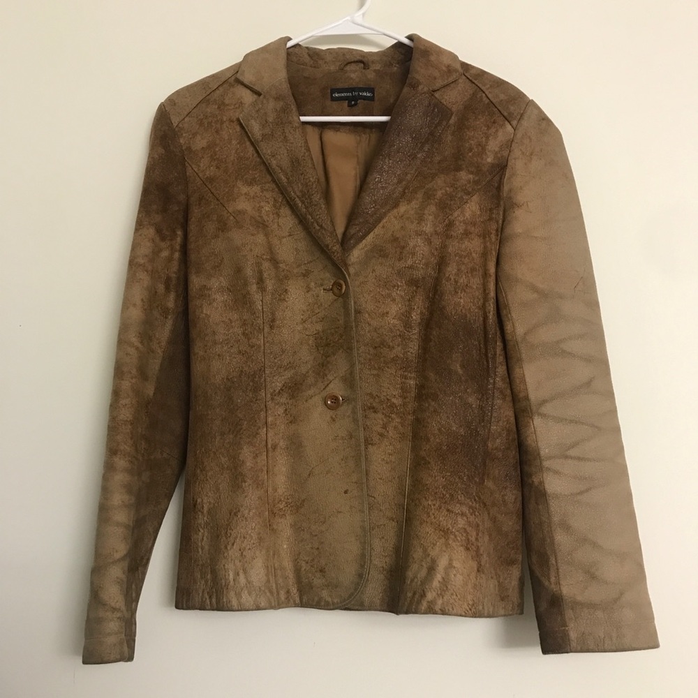 Elements by Vakko Tan Leather Blazer (S)